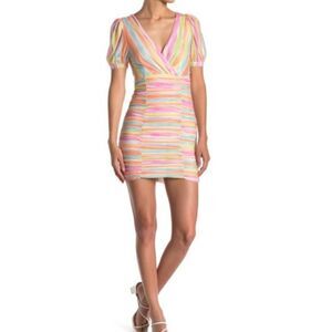 Skylar Rose Multi Color V Neck Short Sleeve Dress size S